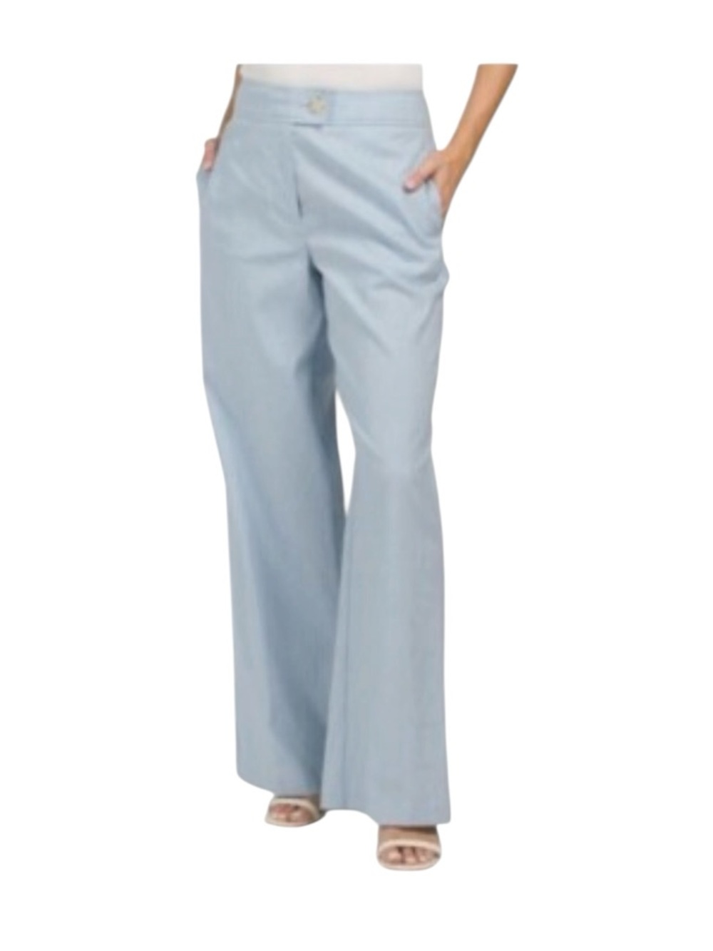 NWT Elie Tahari Serena Linen Blend Pants 12 Blue